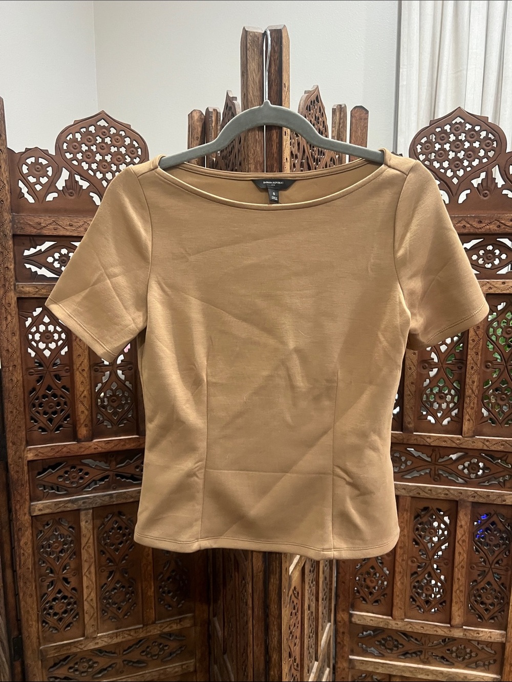 Banana Republic Tan Short Sleeve Boatneck Top